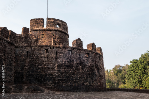 Mirjan Fort. The ruins of an old Portuguese Fort in southern India, in Karnataka. Monument of architecture.