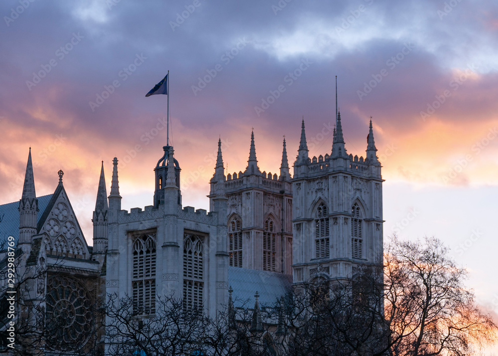 Abbey at sunset