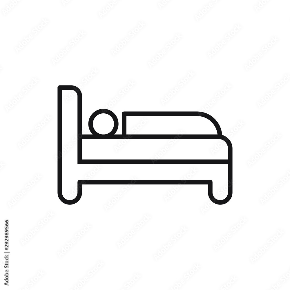 Sleeping on the bed icon. Vector illustration Sleeping on the bed icon. Vector illustration