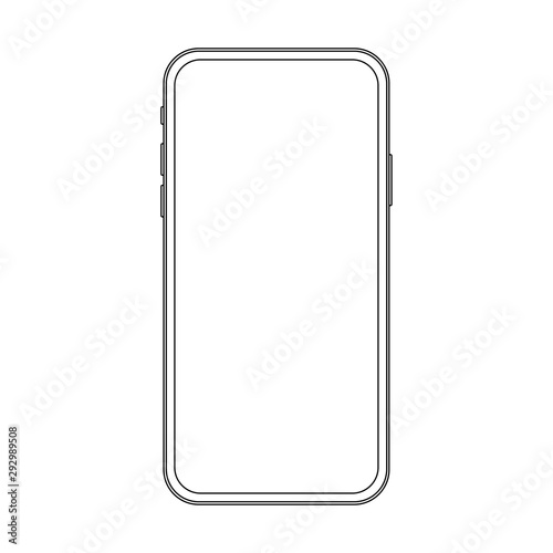 Outline line drawing modern smartphone. Elegant thin stroke line style design