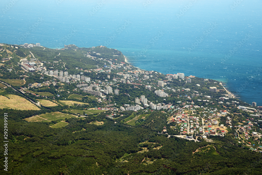 Fototapeta premium Bird's eye view he coastal villages Koreiz and Gaspra