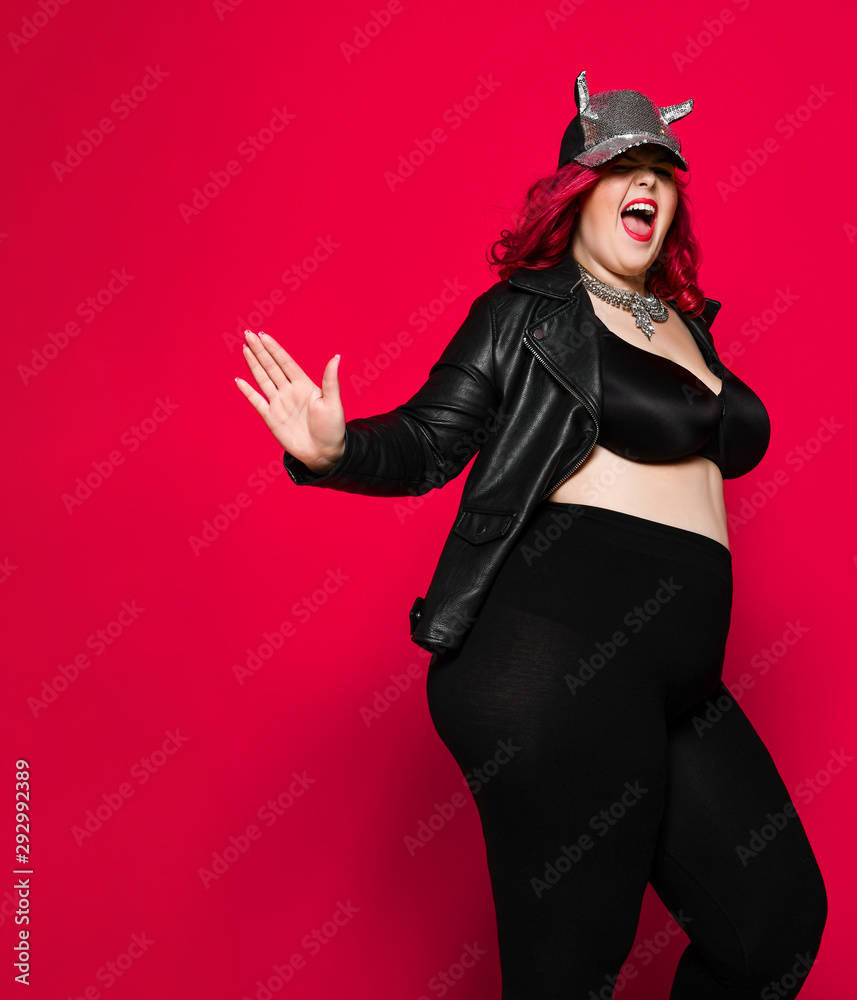 Portrait of a beautiful sexy woman in black leather jacket