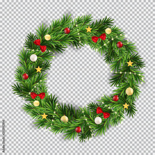 Christmas wreath on transparent background. Vector Illustration photo