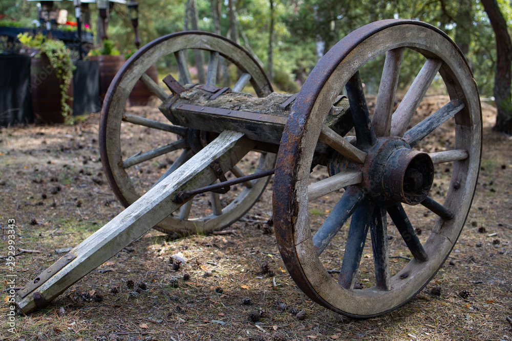old wagon wheel,  Bornholm, Dueodde