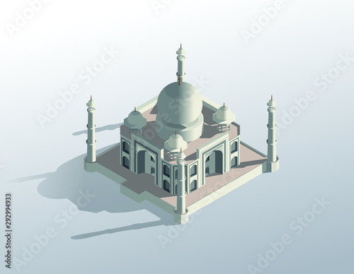 Illustration of Taj Mahal mosque and landmark of India - Icon Symbol in 3D style