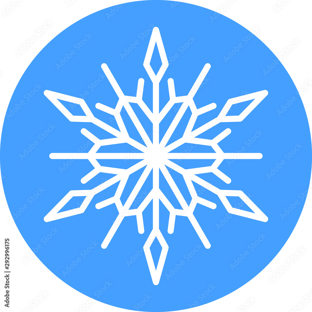 Snowflake icon. Christmas and winter theme. Simple flat white illustration on a blue background. Snowflake icon. Christmas and winter theme. Simple flat white illustration on a blue background.