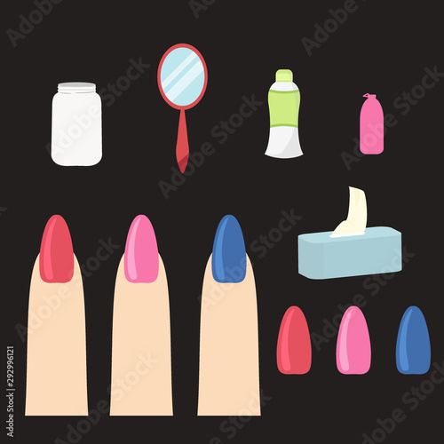 Flat design vector illustration set icon of cosmetics for make up and manicure