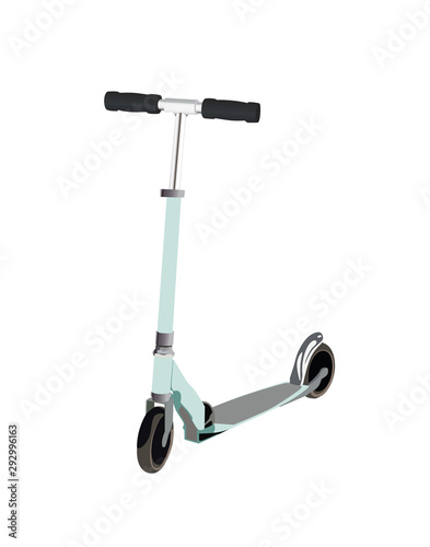 human-powered scooter realistic vector illustration