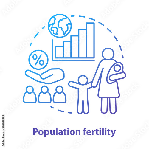 Population fertility concept icon. Birthrate idea thin line illustration in blue. Birth control in different countries. Planned parenthood. People growth. Vector isolated outline drawing