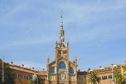 The ensemble of buildings of the Hospital of the Holy Cross and St. Paul (Sant Pau) was founded in 1401 when six medieval hospitals of Barcelona were combined.