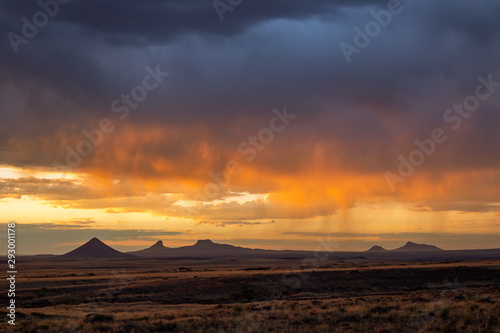 Sunset rain over the Navajo Reservation, Arizona