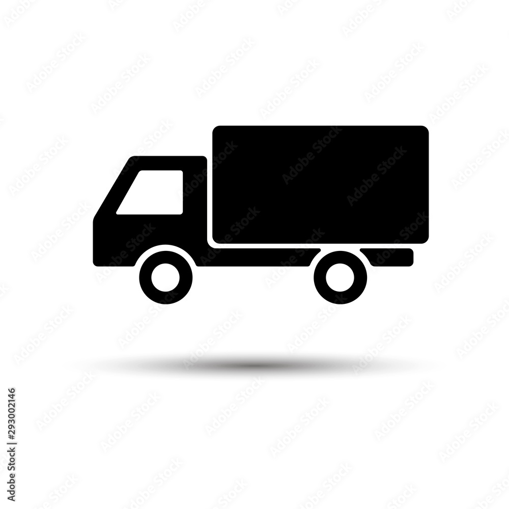 Truck icon isolated on white background with shadow