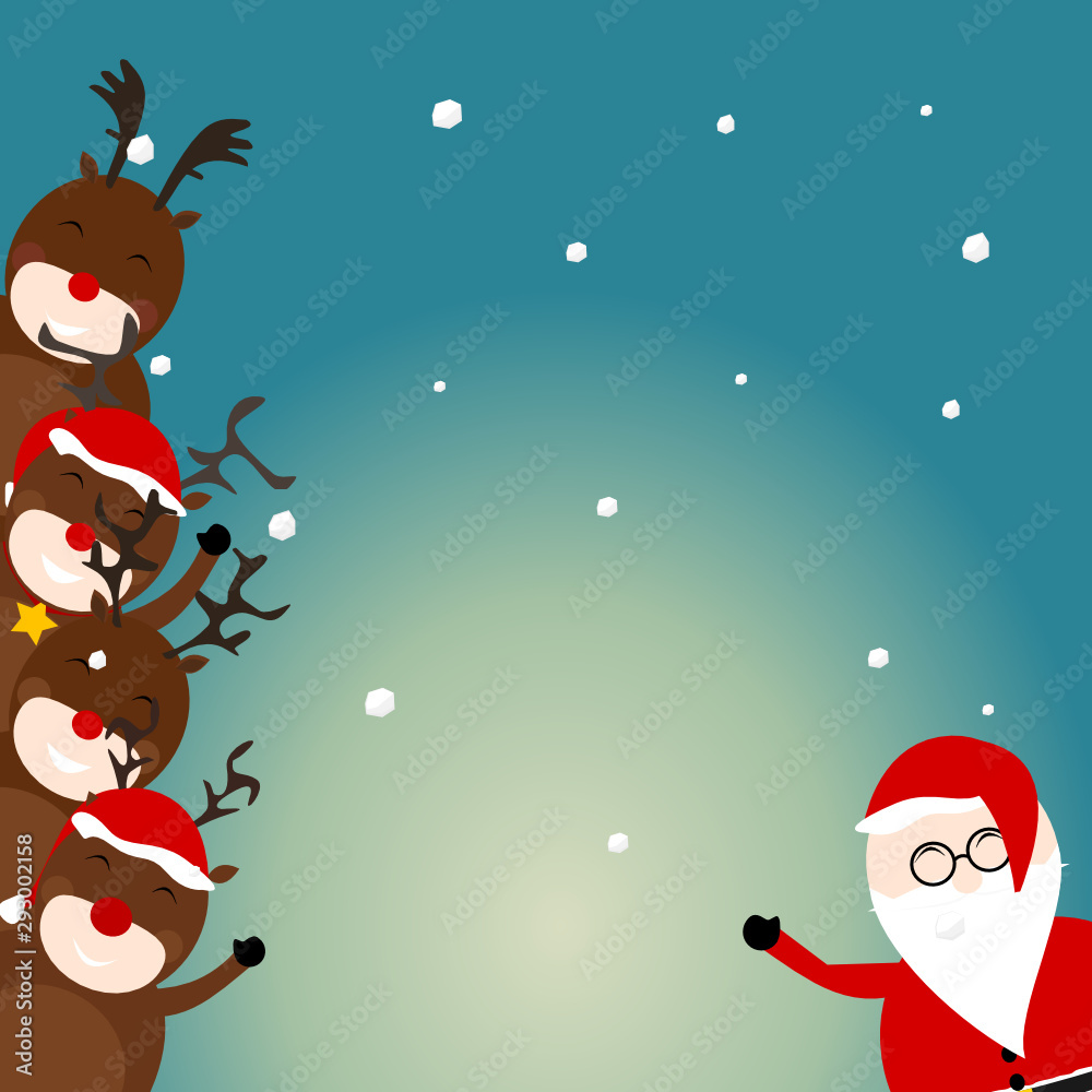 Weihnachtsmann mit Rentieren Stock Vector | Adobe Stock