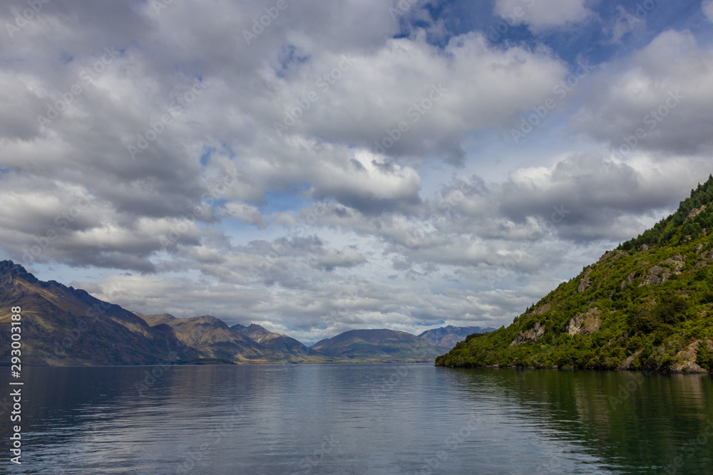 View of lake Wakatipu from a boat, Queenstown View of lake Wakatipu from a boat, Queenstown