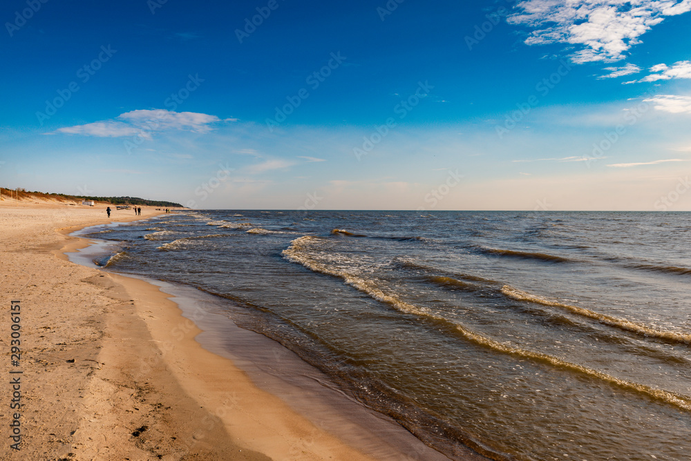 Sandy beach in the coast of Baltic sea in Palanga, Lithuania.