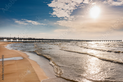 Fototapeta Naklejka Na Ścianę i Meble -  Sandy beach in the coast of Baltic sea in Palanga, Lithuania.
