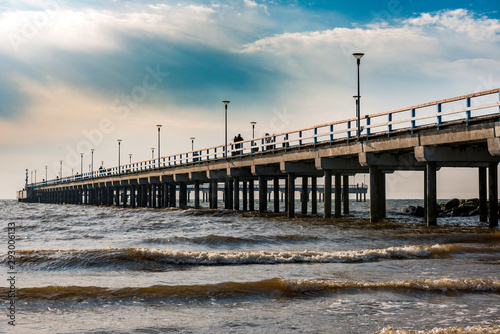 Pier in the city of Palanga  Lithuania. Baltic sea cost line.