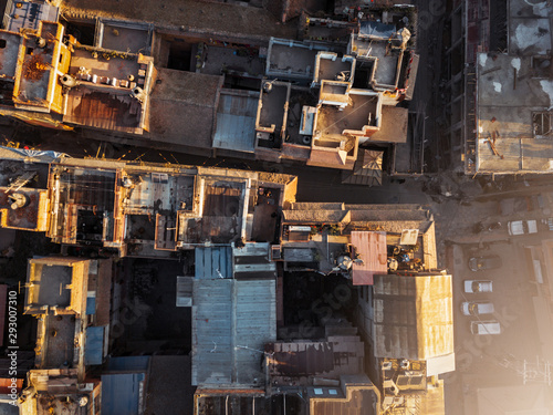 Aerial view of dusty city of Kathmandu , Nepal , captured from above. 