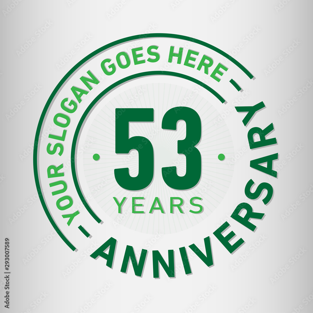 53 years anniversary logo template. Fifty-three years celebrating logotype. Vector and illustration.
