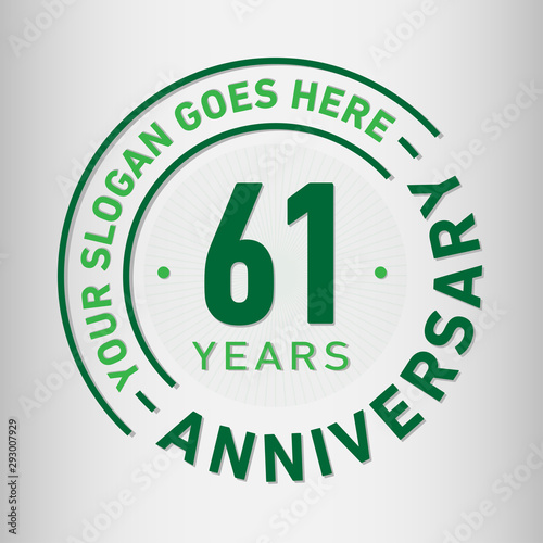 61 years anniversary logo template. Sixty-one years celebrating logotype. Vector and illustration.