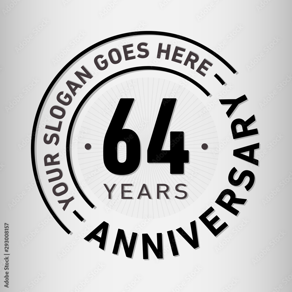 64 years anniversary logo template. Sixty-four years celebrating logotype. Vector and illustration.