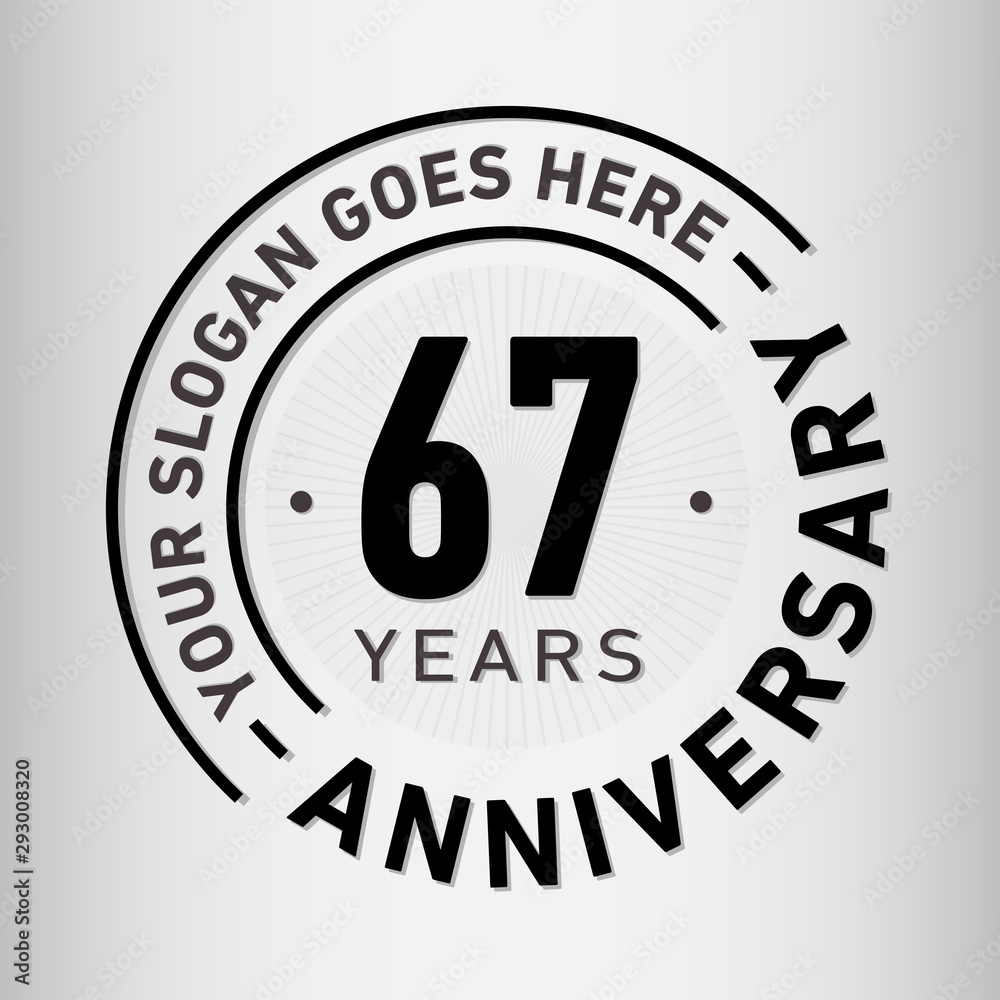 67 years anniversary logo template. Sixty-seven years celebrating logotype. Vector and illustration. 67 years anniversary logo template. Sixty-seven years celebrating logotype. Vector and illustration.