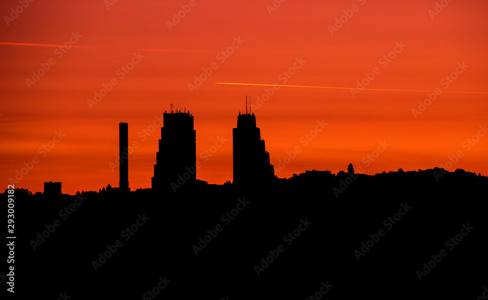 Colorful sunset in Belgrade