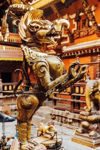 The golden temple in Patan, unique Buddhist monastery in north of Durbar Square, Kathmandu of Nepal. photo