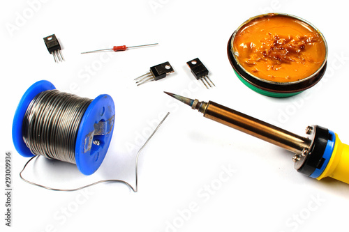 Картината върху платно Soldering iron with solder wire and flux
