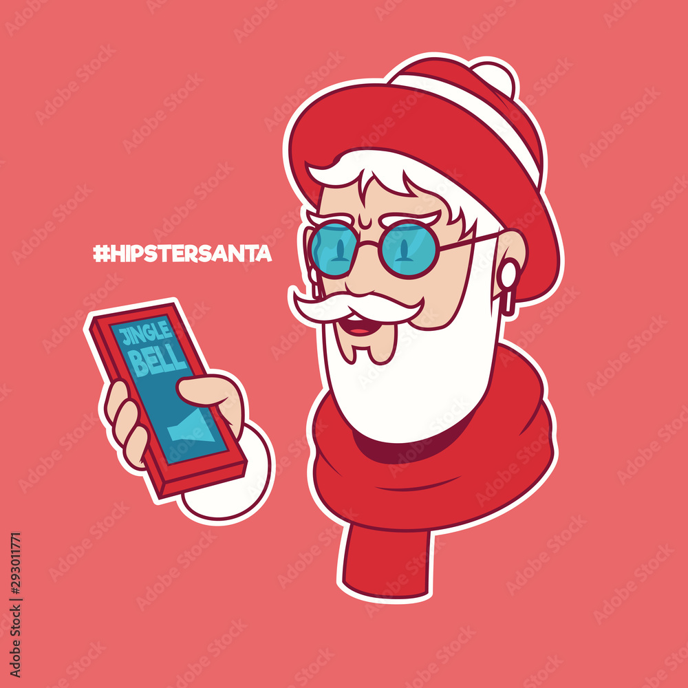 Hipster Santa Claus vector illustration. Christmas, holiday, hipster design concept