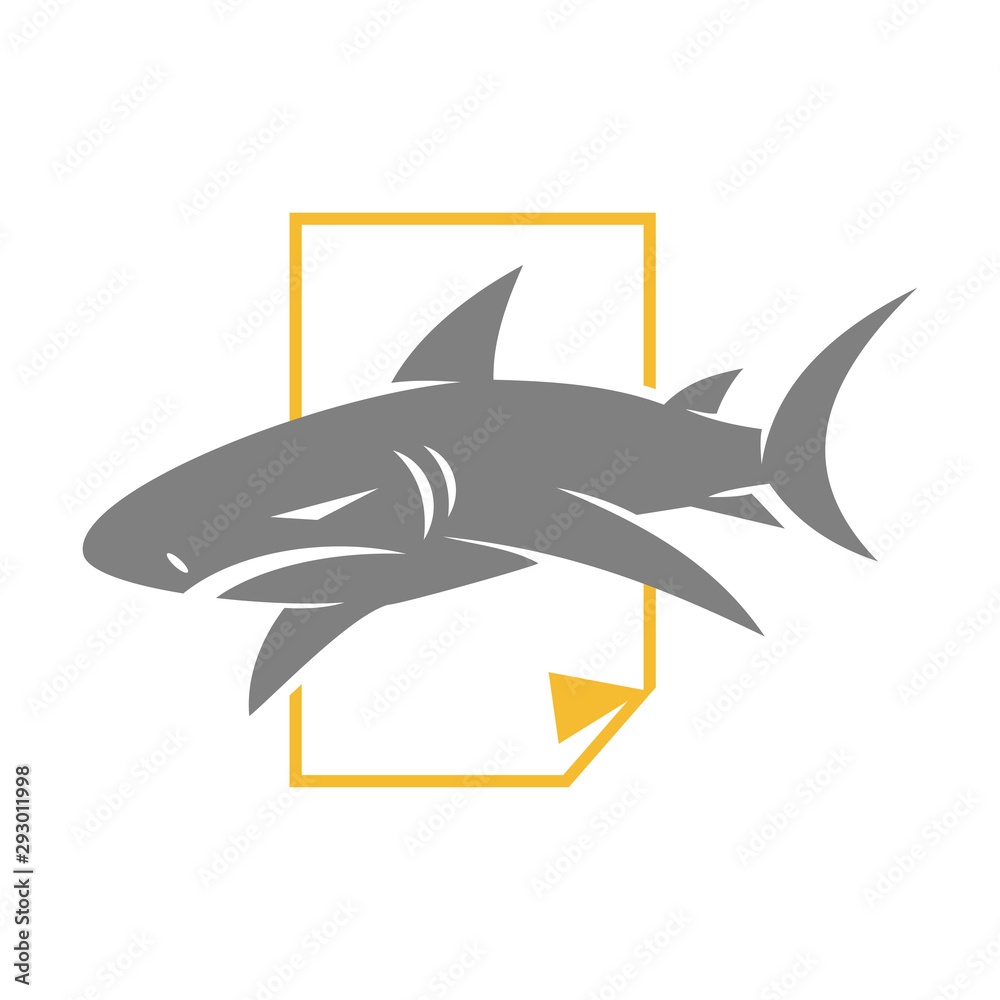 Fototapeta premium Shark Paper logo design vector isolated illustration template