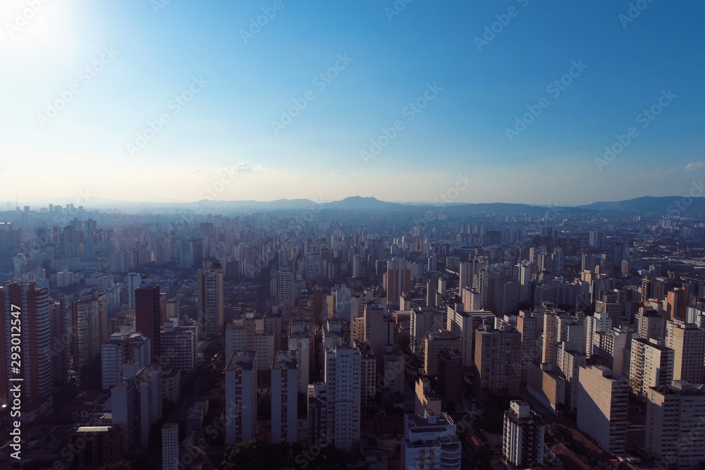 erial view of Charles Miller Square and Pacaeumbu Stadium in the beautiful day. São Paulo, Brazil. Great landscape. Famous places of the city.