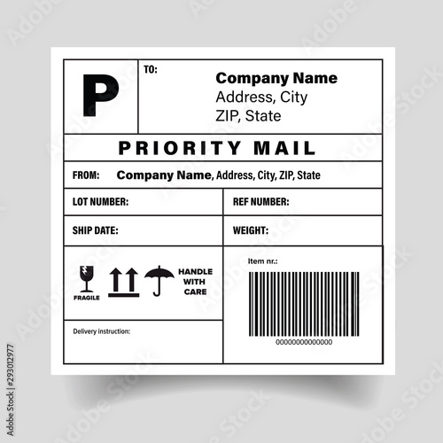 Shipping barcode label sticker template