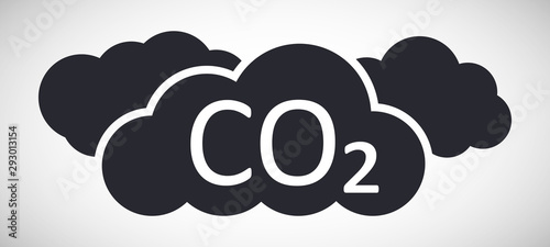 CO2 with clouds symbol flat icon