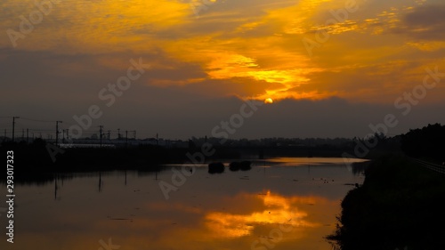 sunset on lake