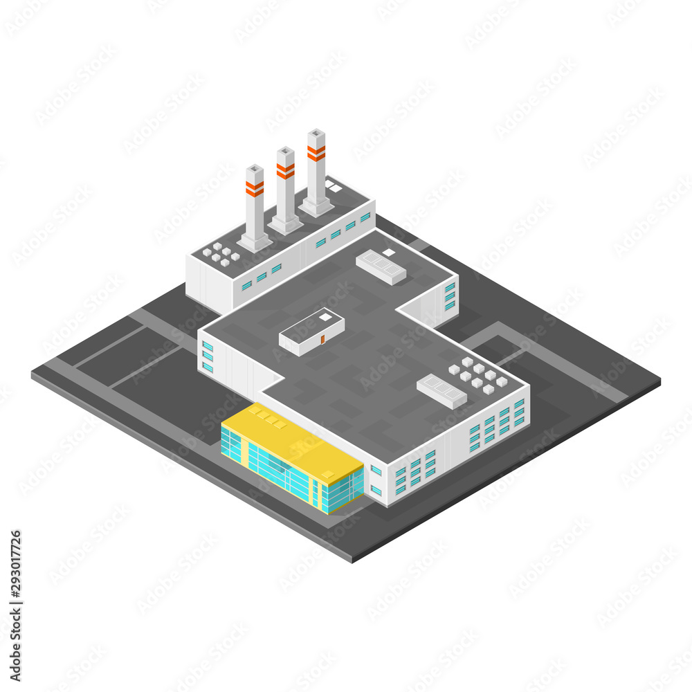 Isometric Industrial Factory Building Vector Illustration Isometric Industrial Factory Building Vector Illustration