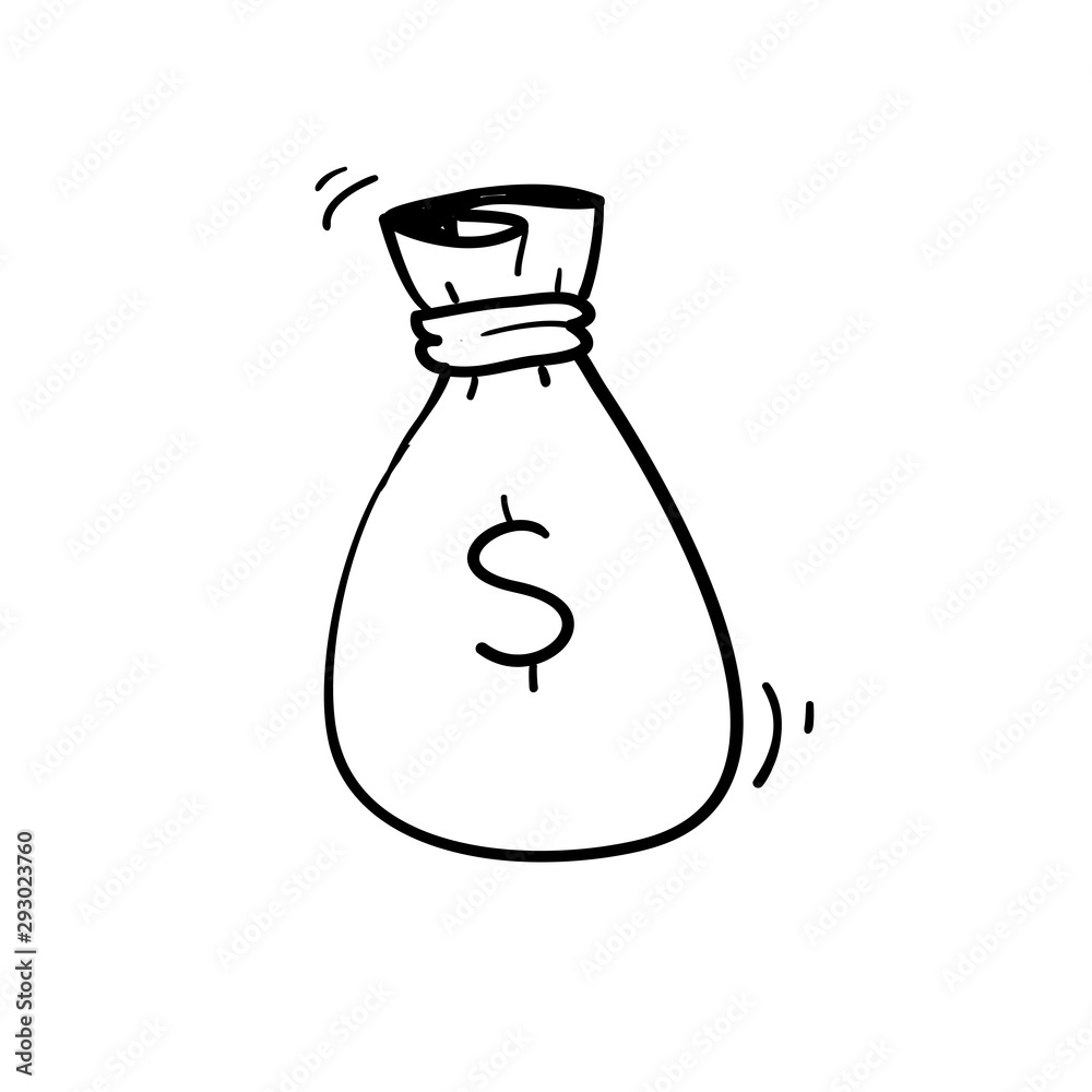 Dollar Money Bag Icon Vector with handdrawn doodle style Dollar Money Bag Icon Vector with handdrawn doodle style