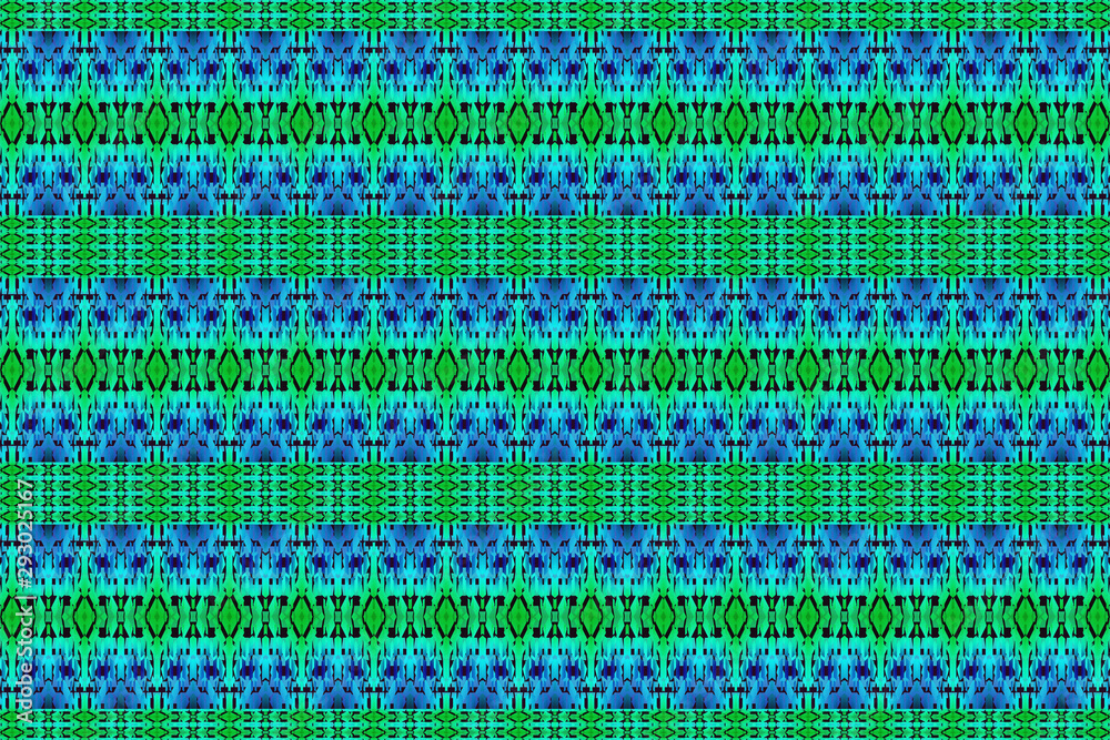 Textured African fabric, green and blue colors Textured African fabric, green and blue colors