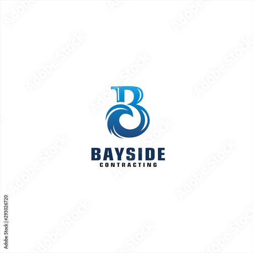 Initial B for Wave Logo Design