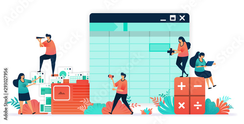 Software for accounting with sheet, formula, calculators. make balance sheet easier with software. organizing accounting, financial, banking data in folder.  company bookkeeping report by accountants