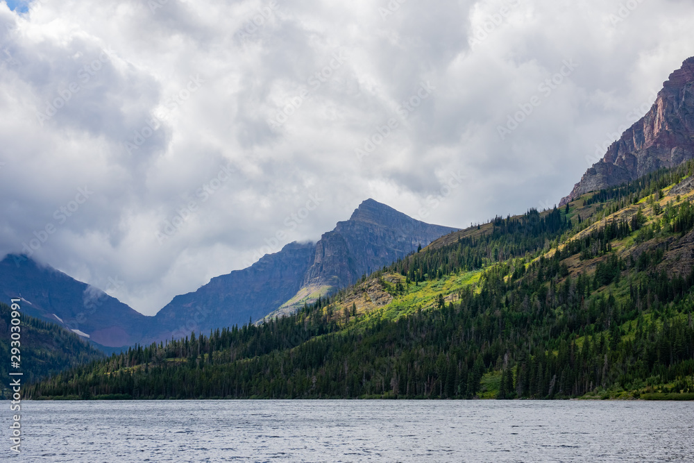 Beautiful landscape of the Two Medicine Lake in Glacier National Park