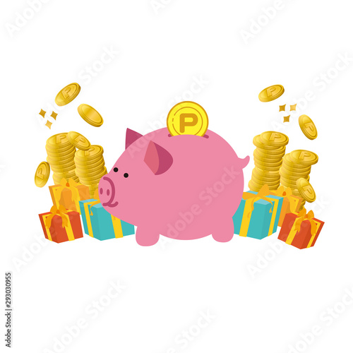 ポイント還元セール　バナー　貯金箱　お得　イラスト