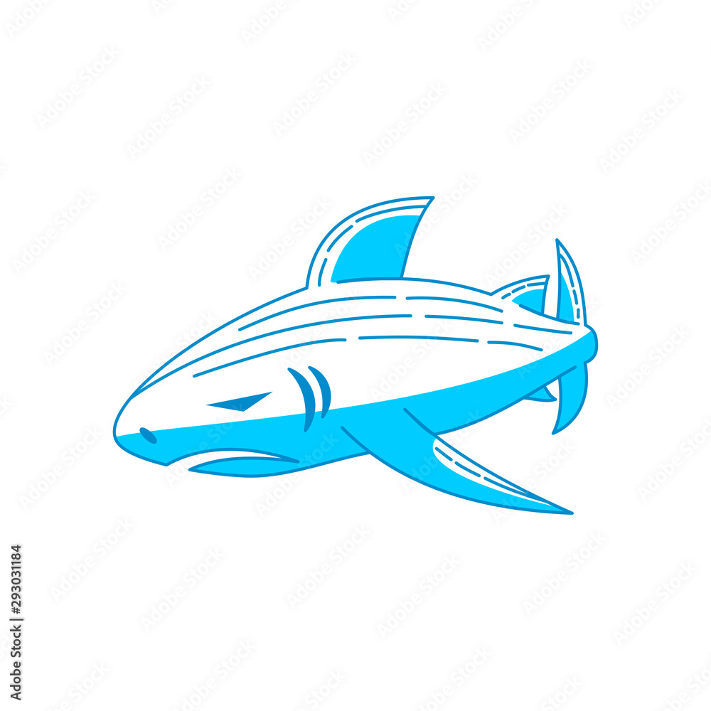 Shark logo design vector Outline isolated illustration template