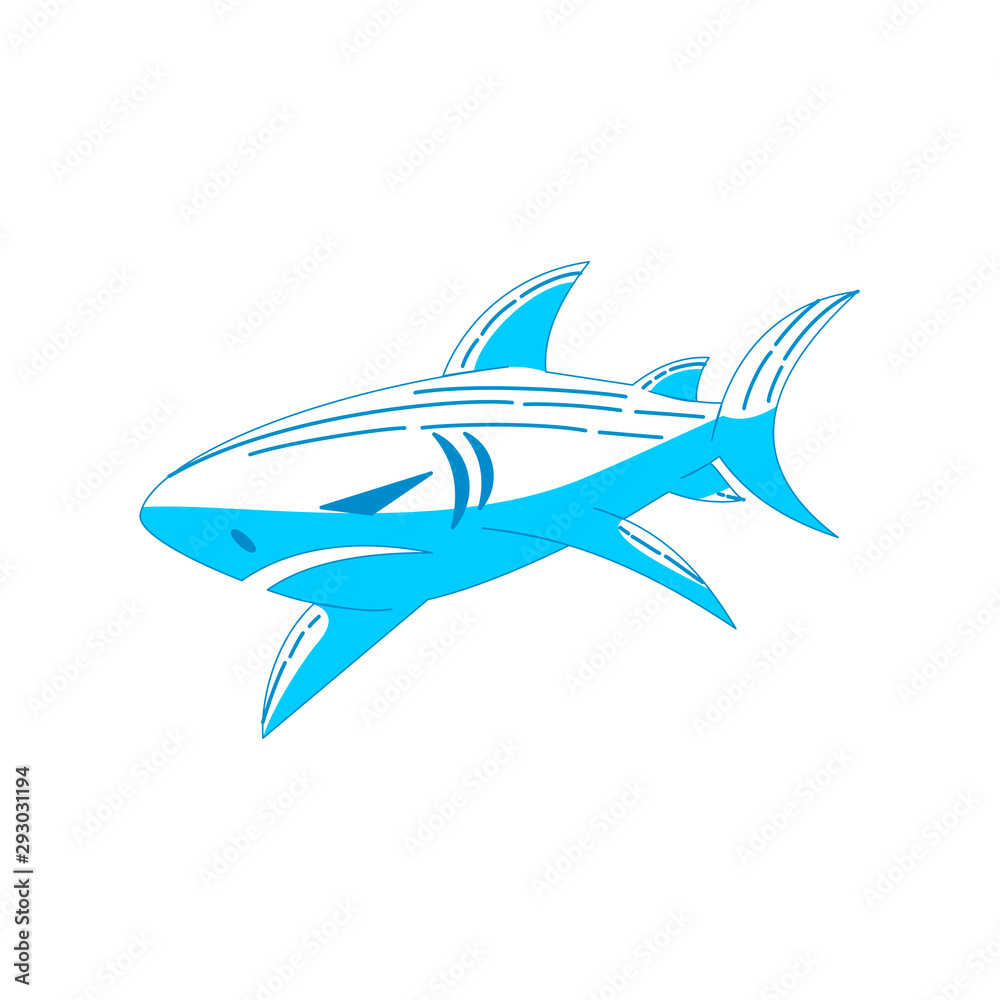 Fototapeta premium Shark logo oceanic design vector Outline isolated illustration