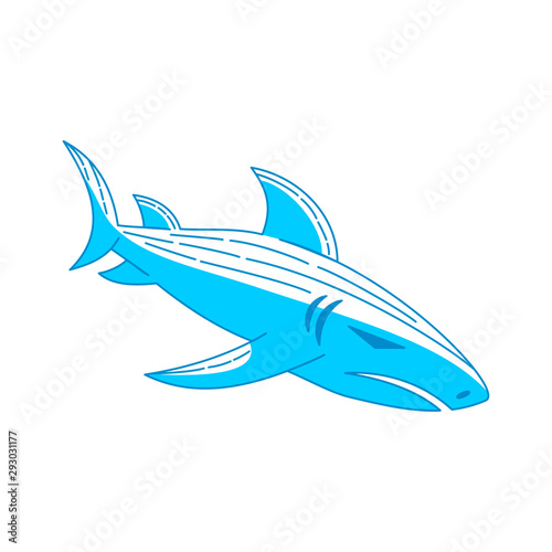 Shark Blue logo design vector Outline isolated illustration