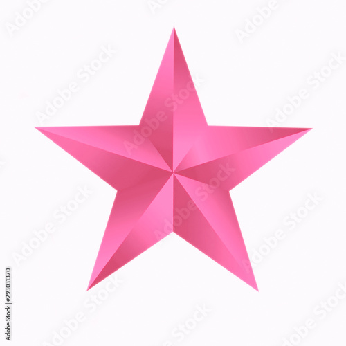Pink star isolated on white background.