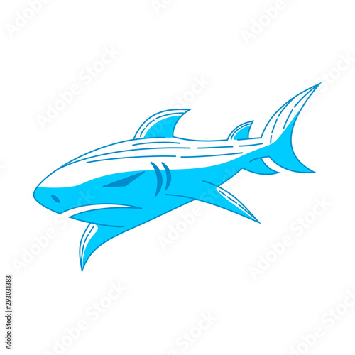 Shark logo badge design vector Outline isolated illustration