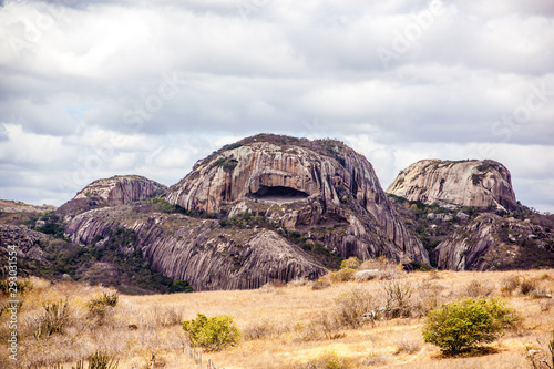 Landscape of Northeast Brazil, Pedra da Boca, a rock formation located between the state of Rio Grande do Norte and Paraà Â ÂÂ­ba, is named after a cavity in its structure, similar to a mouth. photo