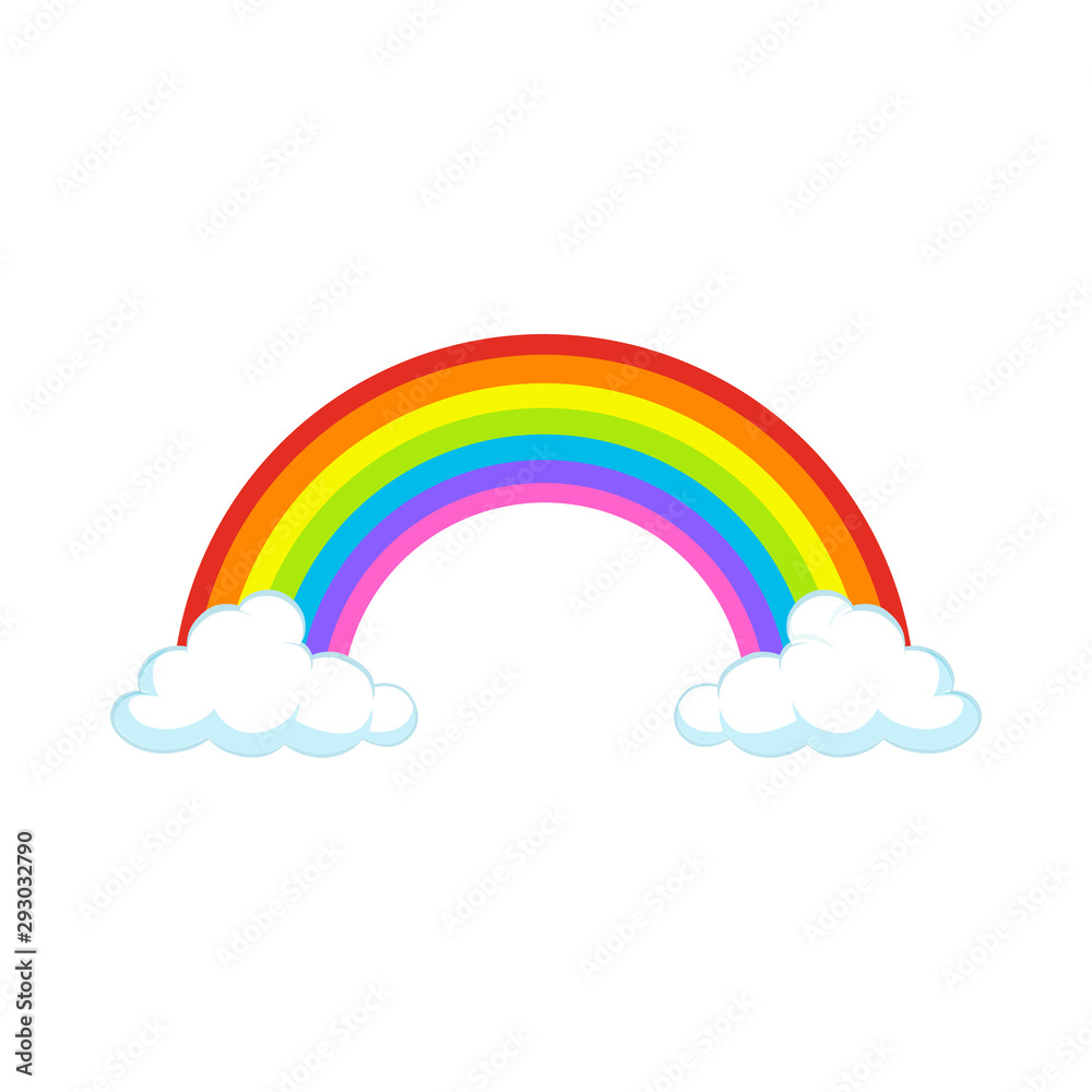 vector symbol of rainbow and clouds in the sky on white background vector symbol of rainbow and clouds in the sky on white background