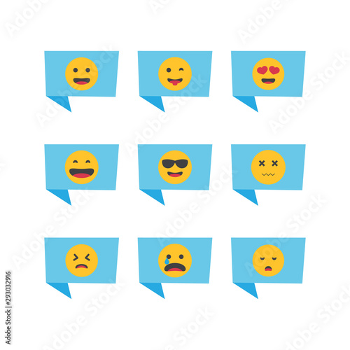 Set of Emoticons. Set of Emoji. Isolated vector illustration on white background.